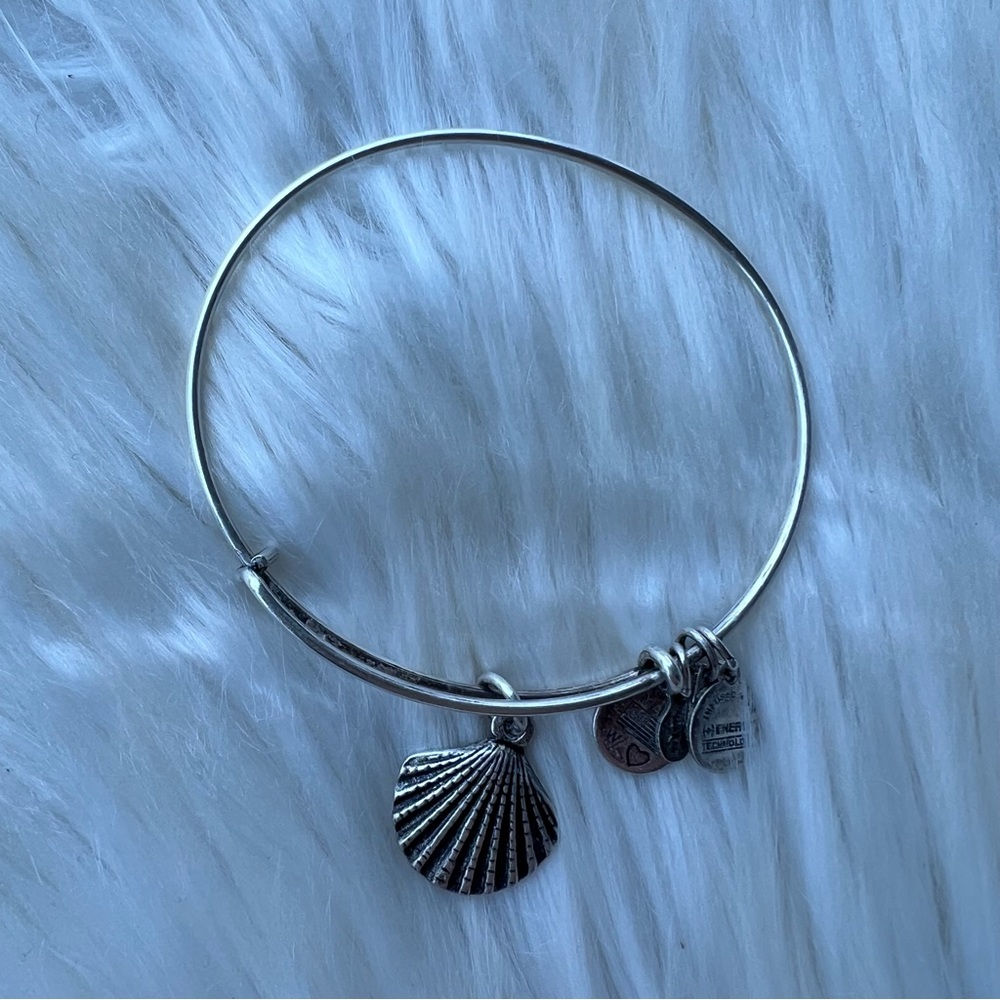 Alex and Ani Rafaelian Silver Seashell Charm Bangle Bracelet
